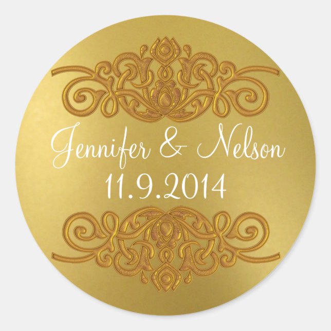 Chic Gold Tone Wedding Envelope Seal (Front)