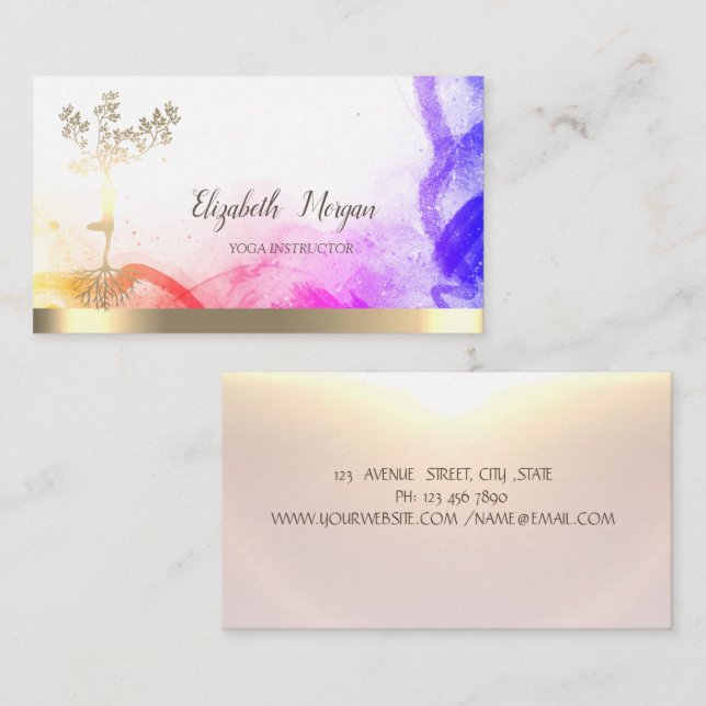 Chic Gold Tree Women Silhouette Abstract  Business Card (Front/Back)