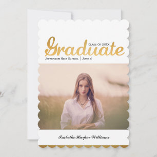 Chic Gold Trendy Graduation Photo Class of 20XX Invitation
