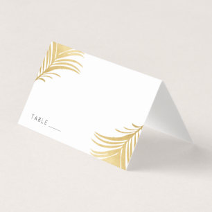 Chic Gold Tropical Palm Leaves Place Card