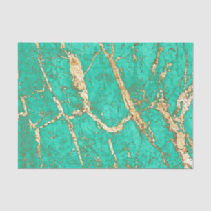 Chic Gold Turquoise Marble Pattern Tissue Paper