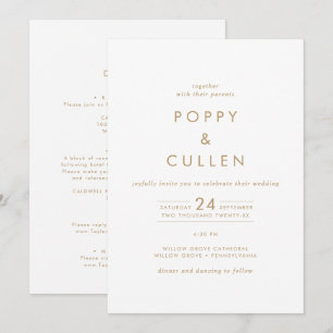 Chic Gold Typography All In One Wedding Invitation