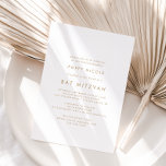 Chic Gold Typography Bat Mitzvah Invitation<br><div class="desc">This chic gold typography Bat Mitzvah invitation is perfect for a modern bat mitzvah. The simple design features classic minimalist gold and white typography with a rustic boho feel. Customisable in any colour. Keep the design minimal and elegant, as is, or personalise it by adding your own graphics and artwork....</div>
