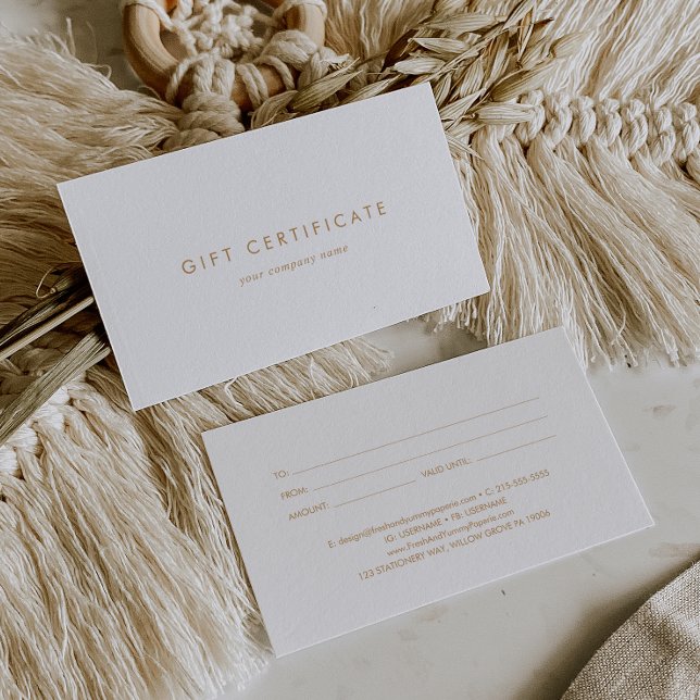 Chic Gold Typography Business Gift Certificate (Creator Uploaded)