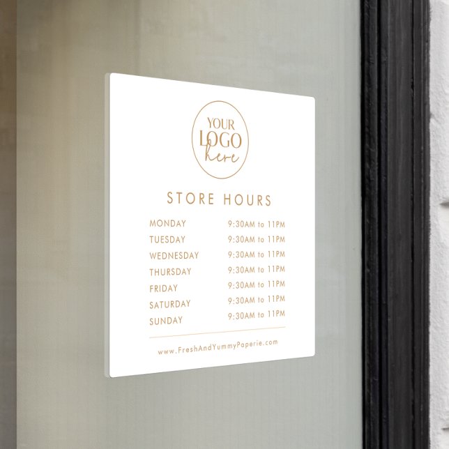 Chic Gold Typography Business Logo Store Hours Window Cling (Creator Uploaded)