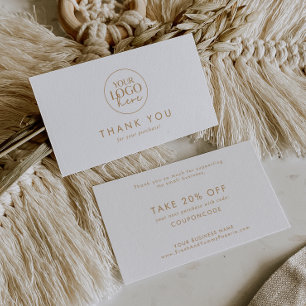 Chic Gold Typography Business Logo Thank You Discount Card