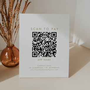 Chic Gold Typography Business Scan To Pay Pedestal Sign