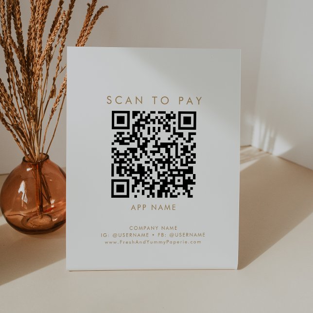 Chic Gold Typography Business Scan To Pay Pedestal Sign (Creator Uploaded)