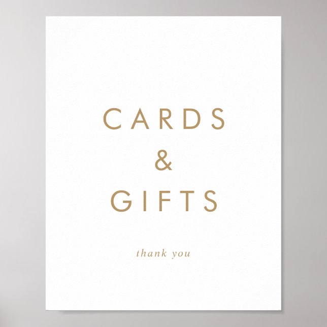 Chic Gold Typography Cards and Gifts Sign (Front)