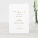 Chic Gold Typography Folded Wedding Program Programme<br><div class="desc">This chic gold typography folded wedding program is perfect for a modern wedding. The simple design features classic minimalist gold and white typography with a rustic boho feel. Customisable in any colour. Keep the design minimal and elegant,  as is,  or personalise it by adding your own graphics and artwork.</div>