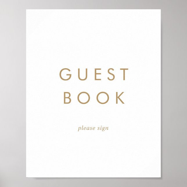 Chic Gold Typography Guest Book Sign (Front)