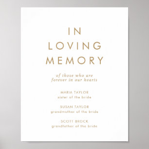 Chic Gold Typography In Loving Memory Memorial Poster