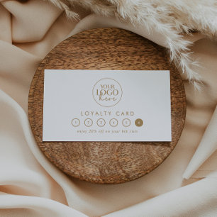 Chic Gold Typography Logo Business Reward 6 Punch Loyalty Card