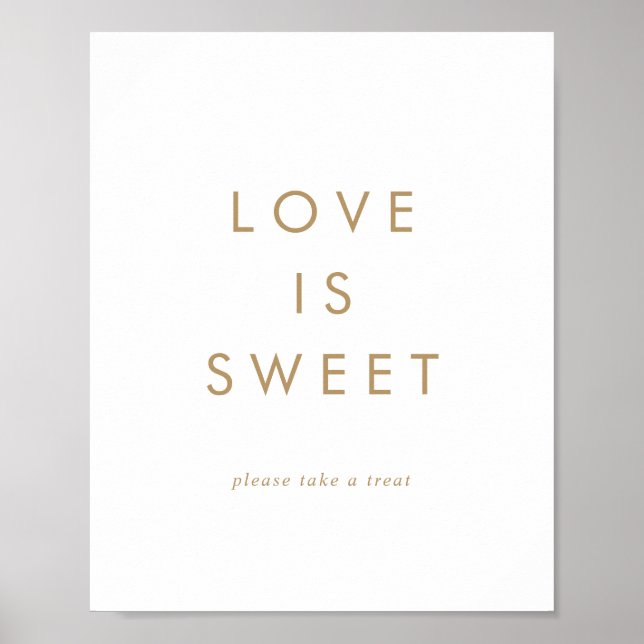 Chic Gold Typography Love Is Sweet Wedding Sign (Front)