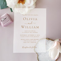 Chic Gold Typography Minimalist Wedding Frosted