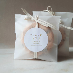 Chic Gold Typography Thank You Wedding Favour Classic Round Sticker