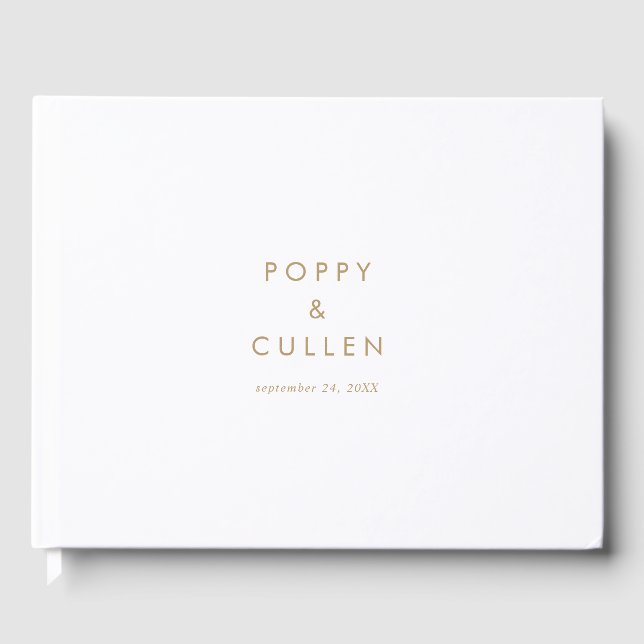 Chic Gold Typography Wedding Guest Book (Front)
