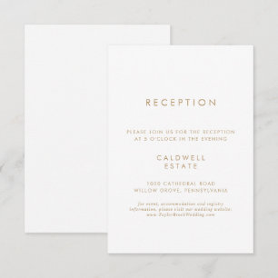 Chic Gold Typography Wedding Reception Enclosure Card