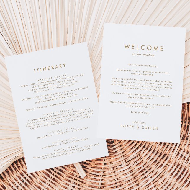 Chic Gold Typography Welcome Letter & Itinerary (Creator Uploaded)