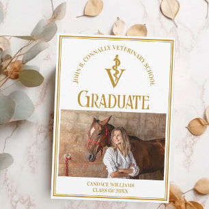 Chic Gold Veterinary School Photo Graduation Announcement