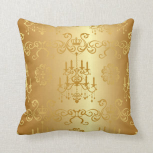 Chic,gold,vintage,chandelier,damask,trendy,floral, Cushion