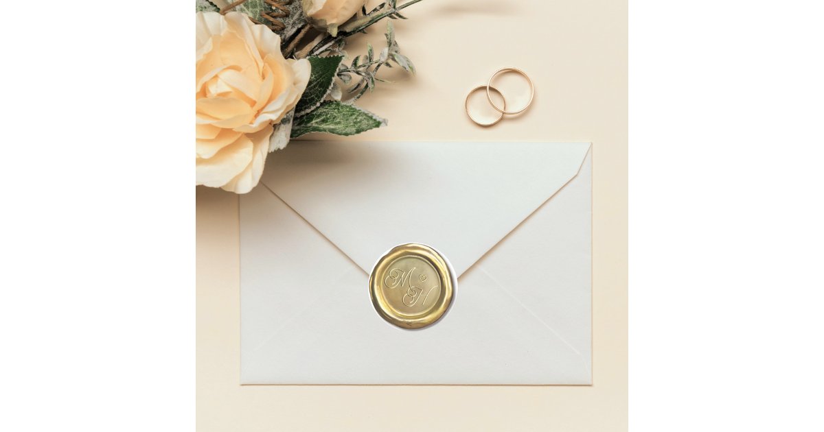 Chic Gold Vintage Initials Custom Wedding Favou Classic Round Sticker ...