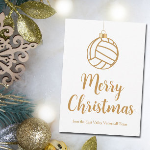 Chic Gold Volleyball Merry Christmas Custom Holiday Card