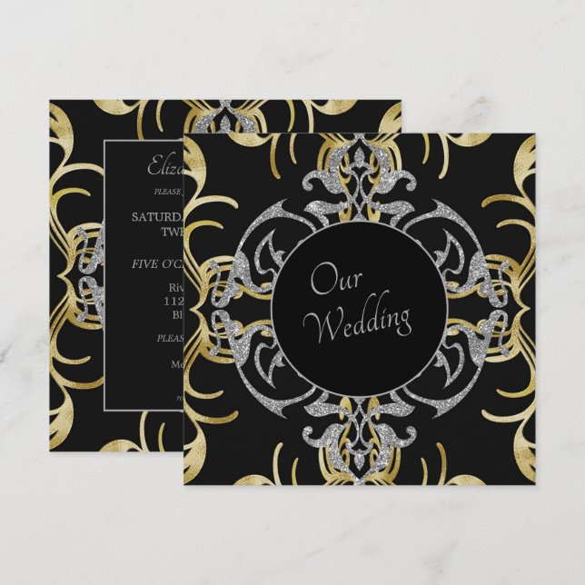 Chic Gold Wedding Invitation (Front/Back)