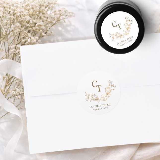 Chic Gold Wedding Monogram Envelope Seal / Favour (Creator Uploaded)