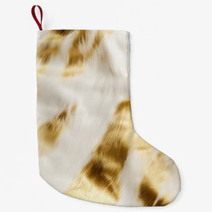 Chic Gold White Cowhide Western  Small Christmas Stocking