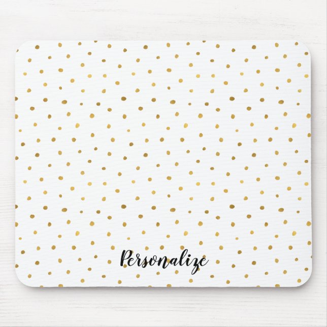 Chic Gold White Dots Mouse Mat (Front)