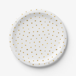 Chic Gold White Dots Paper Plate