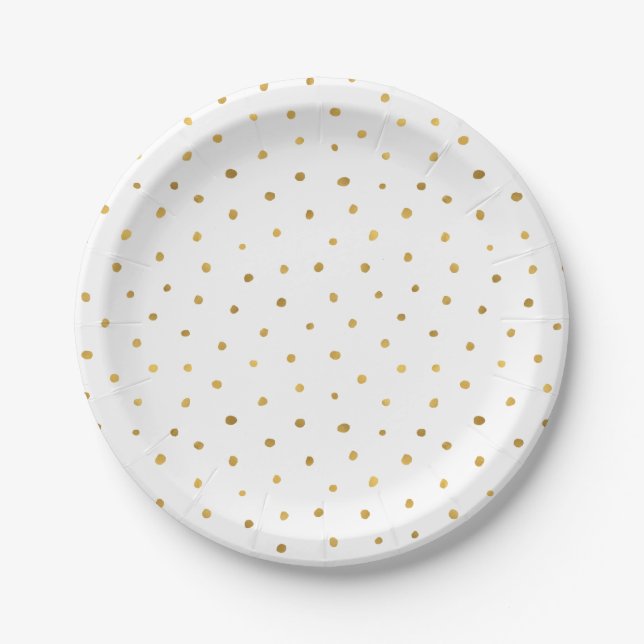 Chic Gold White Dots Paper Plate (Front)
