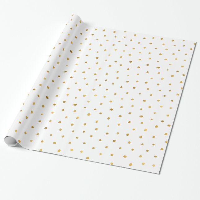 Chic Gold White Dots Wrapping Paper (Unrolled)