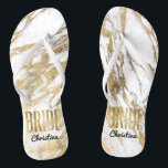 Chic Gold White Marble Bride Wedding Bachelorette Flip Flops<br><div class="desc">Elegant,  chic,  and modern faux printed gold and white marble patterns,  Bride keepsake flip flops. This classic and sophisticated design is perfect for the classy,  trendy,  and stylish Bride. Wear them to your bachelorette party or any pre-wedding event. All photo print design.</div>