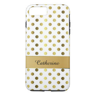 Chic Gold & White Polka Dot iPhone 7 Plus case