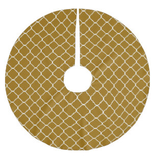 Chic Gold White Quatrefoil Brushed Polyester Tree Skirt