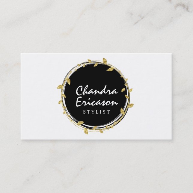 Chic Gold Wreath STYLIST Business Card (Front)