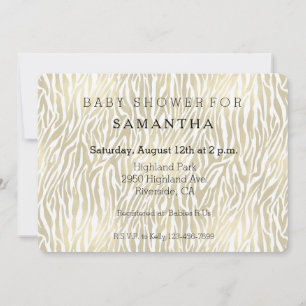 Chic Gold Zebra Print baby shower Invitation