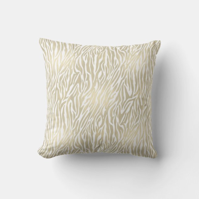 Chic Gold Zebra Print Cushion (Front)