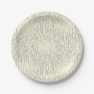 Chic Gold Zebra Print Paper Plate