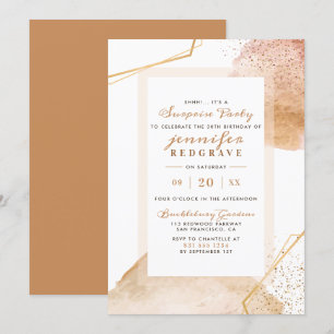 Chic Golden Abstract Dots Unique Surprise Party Invitation