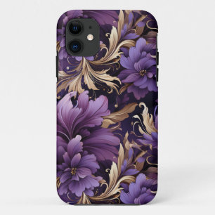 Chic Golden And Purple Floral Botanical iPhone 11 Case
