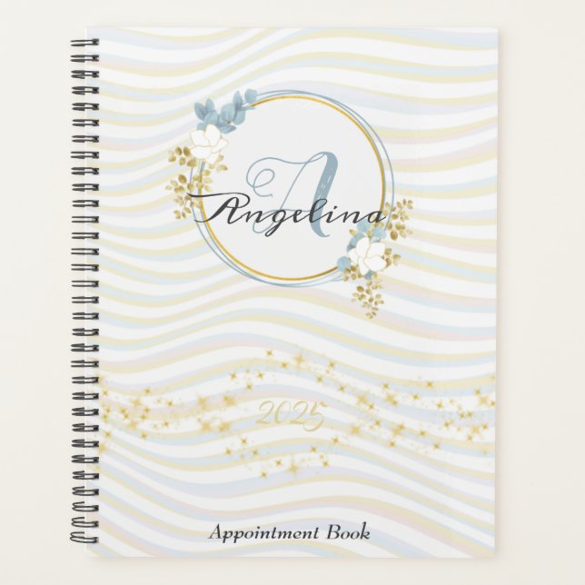 Chic Golden Appointment Book 2025 Monogram Planner (Front)