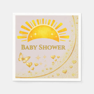 Chic Golden Butterfly Baby Shower Party Tableware Napkin