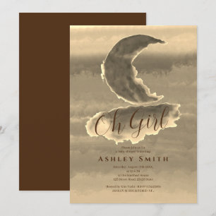 Chic Golden Crescsent Baby Girl Shower Invitation