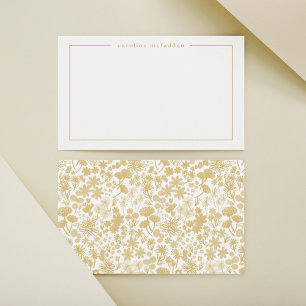 Chic Golden Ditzy Floral Personalised Stationery Card