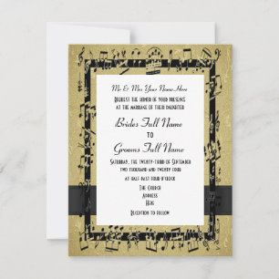 Chic golden elegant music sheet formal wedding invitation