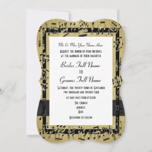 Chic golden elegant music sheet formal wedding invitation