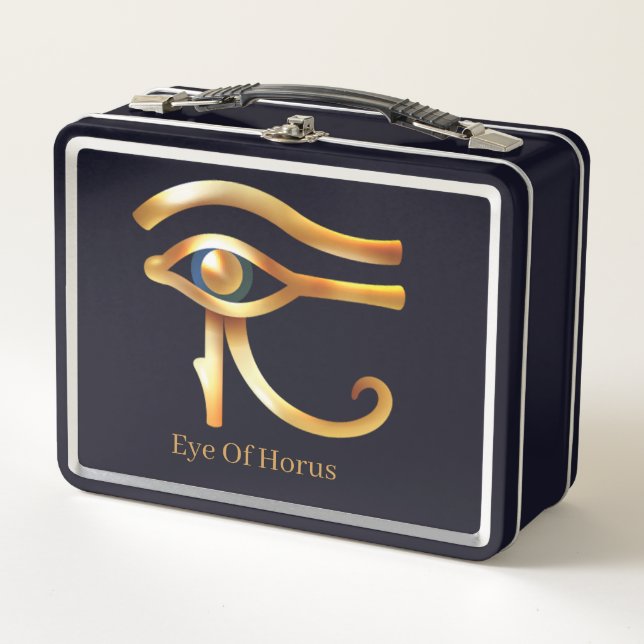 Chic Golden Eye Of Horus , Egyptian hieroglyphs  Metal Lunch Box (Front)